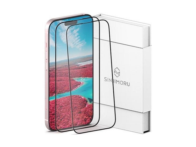 [아이폰15 자급제 128 화이트] 저렴한 가격 신지모루 풀커버 하이브리드 강화유리 액정보호필름 2매입