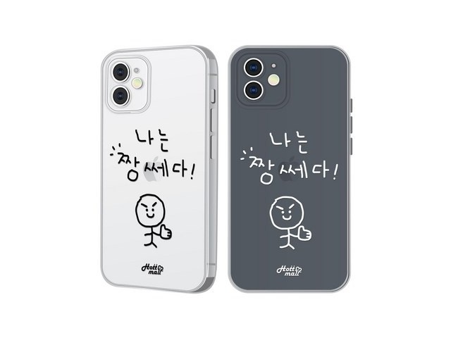 [아이폰15 케이스 아이엔조이] 핫 아이템 핫티몰 귀여운 캐릭터 손그림 그래픽 프린팅 투명 TPU 젤리 우정 커플 아이폰 케이스