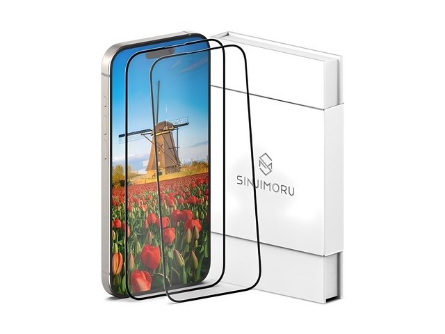 [아이폰 15 pro 보호필름] 인터넷 특가 신지모루 풀커버 하이브리드 강화유리 휴대폰 액정보호필름 2매입